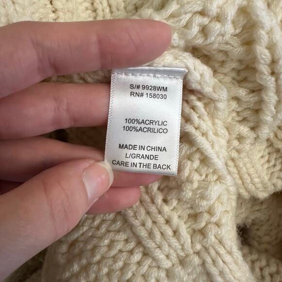 Love Tree Cream Cable Knit Chunky Turtleneck Sweater‎ Women’s Large Cropped Knit - Picture 6 of 7
